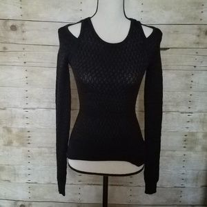 Bebe Black Cold Shoulder Sweater Size XXS.
